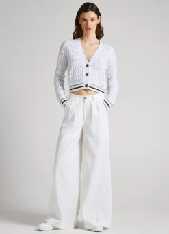 Mulher Pepe Jeans Malhas>Cardigan Openwork Diamonds