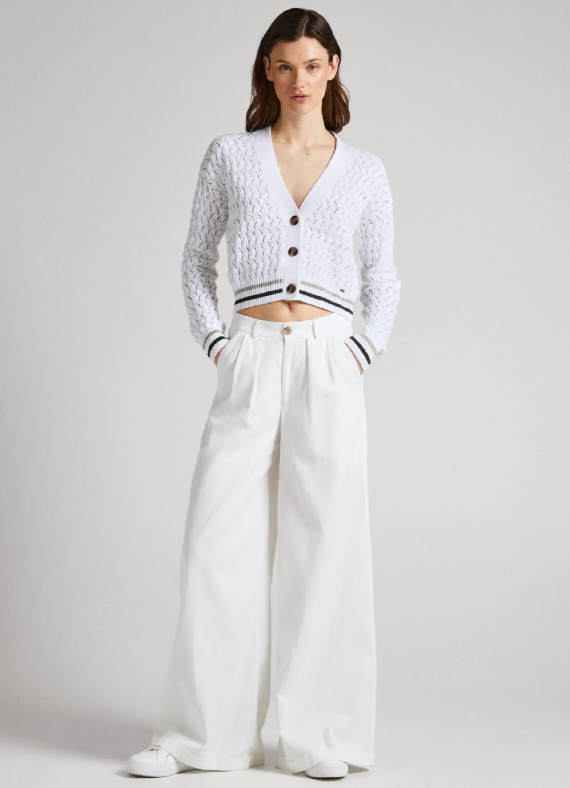 Mulher Pepe Jeans Malhas>Cardigan Openwork Diamonds