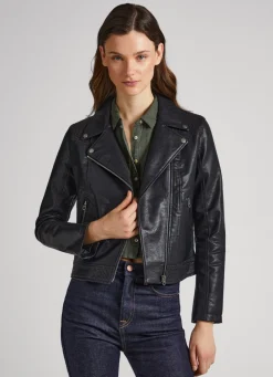 Mulher Pepe Jeans Casaco E Jaquetas>Casaco Biker Com Detalhes Abertos