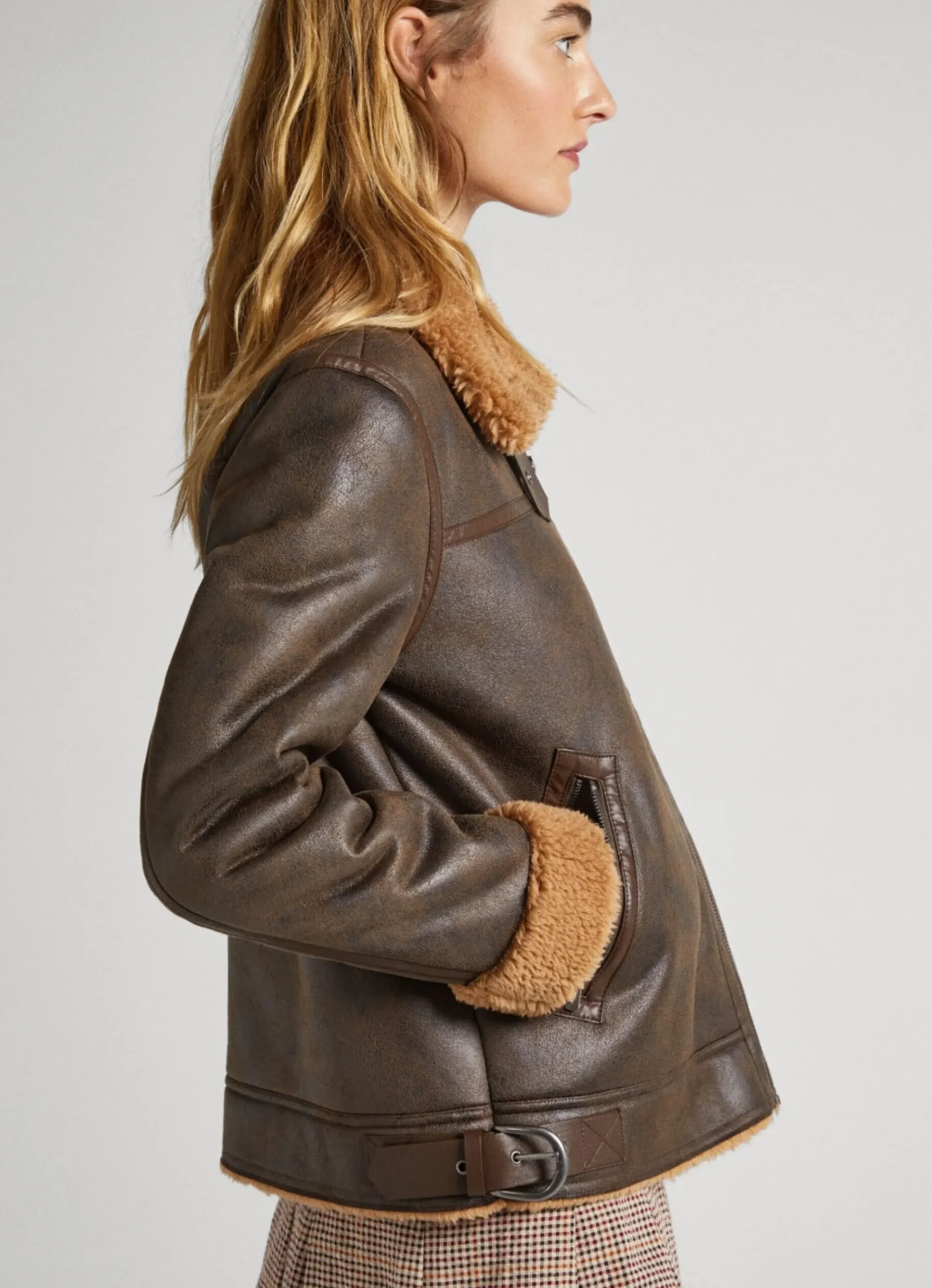 Mulher Pepe Jeans Casaco E Jaquetas>Casaco Biker Com Forro Borrego