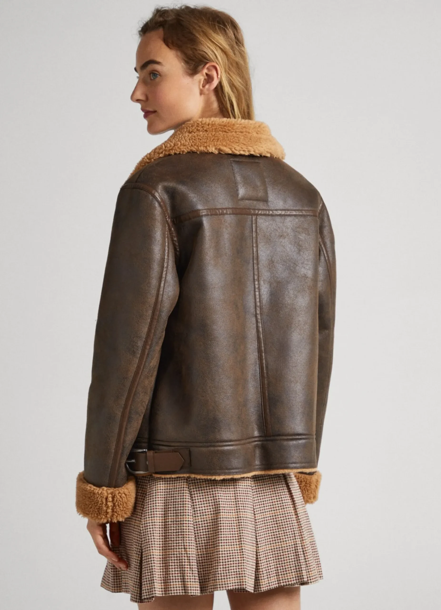 Mulher Pepe Jeans Casaco E Jaquetas>Casaco Biker Com Forro Borrego