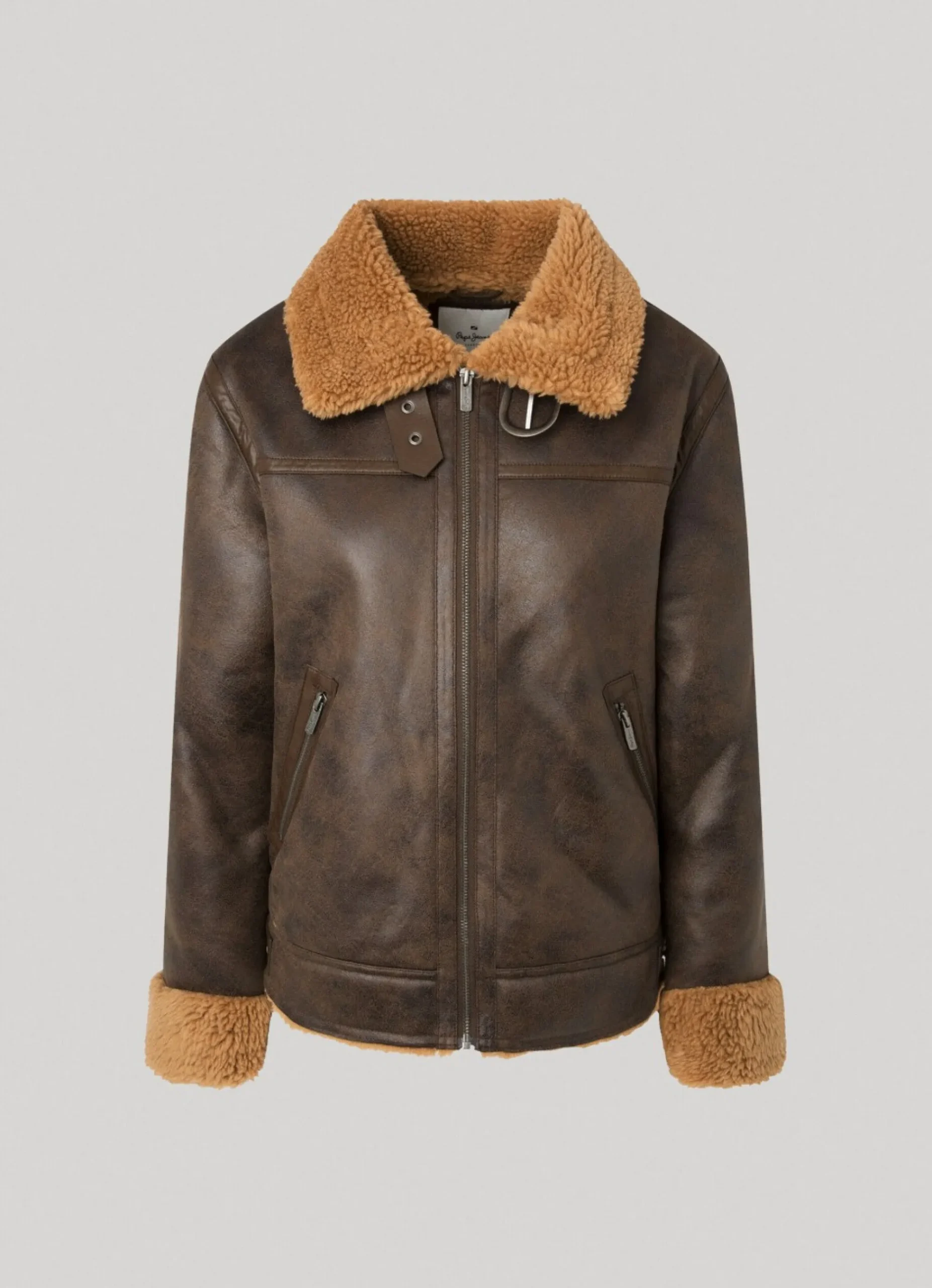 Mulher Pepe Jeans Casaco E Jaquetas>Casaco Biker Com Forro Borrego