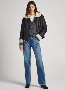 Mulher Pepe Jeans Casaco E Jaquetas>Casaco Biker Com Forro Borrego