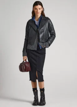 Mulher Pepe Jeans Casaco E Jaquetas>Casaco Biker De Couro