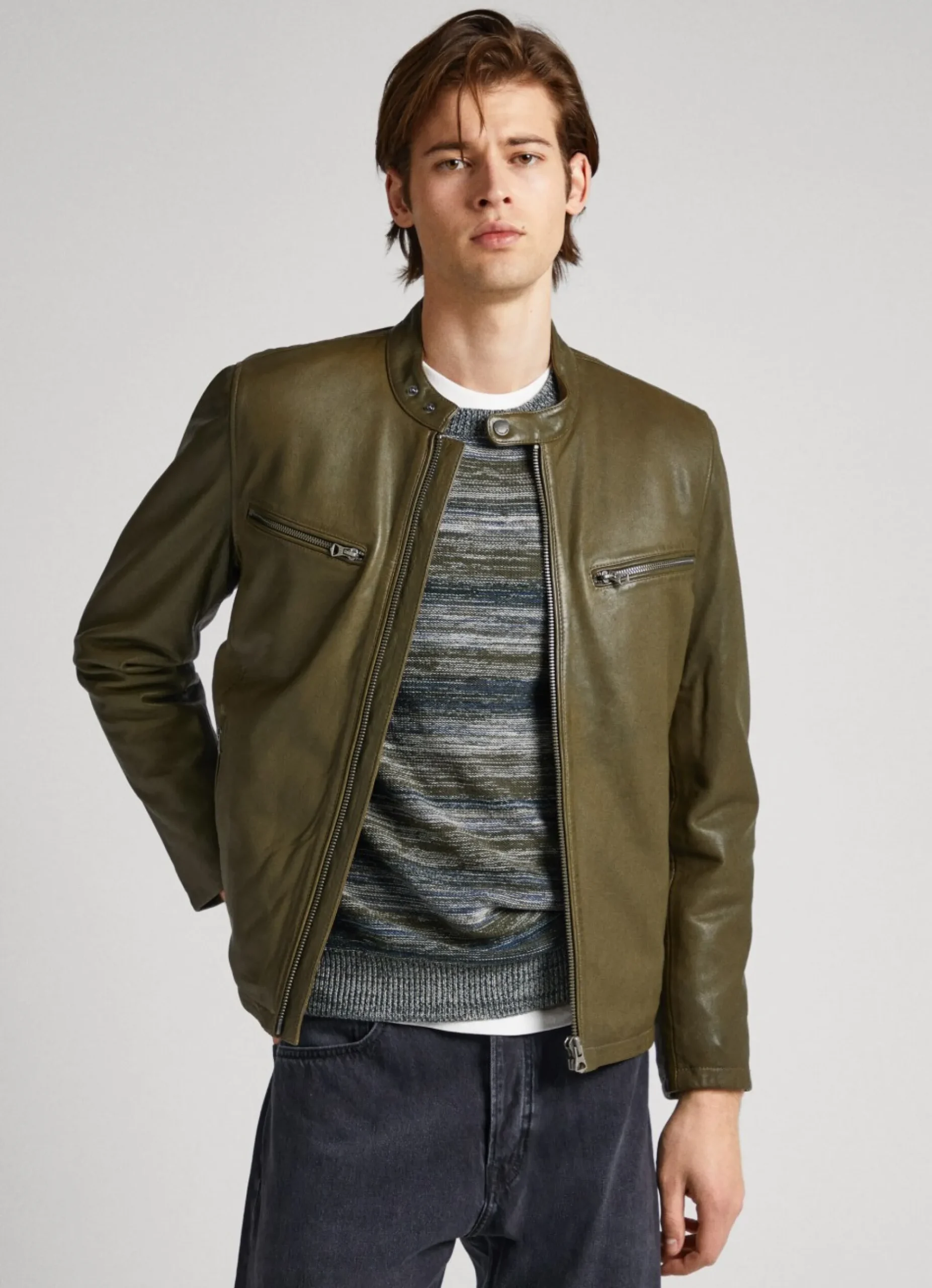 Homem Pepe Jeans Casaco E Jaquetas>Casaco Biker De Couro De Couro