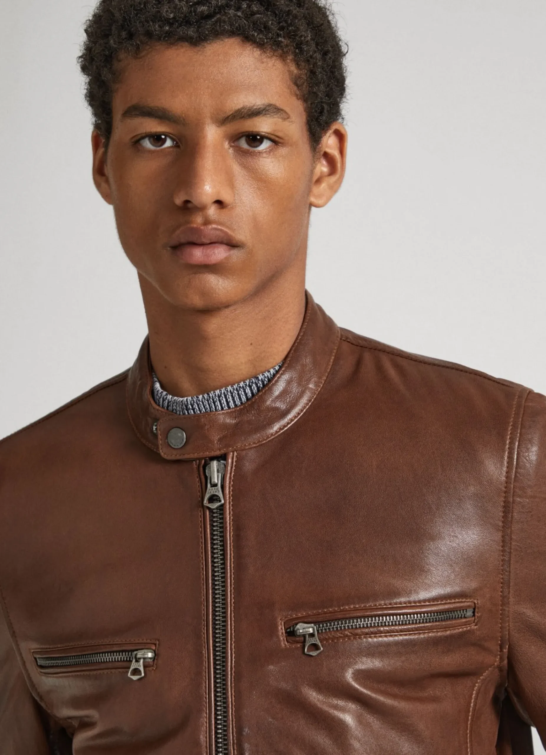 Homem Pepe Jeans Casaco E Jaquetas>Casaco Biker De Couro De Couro