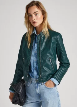 Mulher Pepe Jeans Casaco E Jaquetas>Casaco Biker Ombros Acolchoados