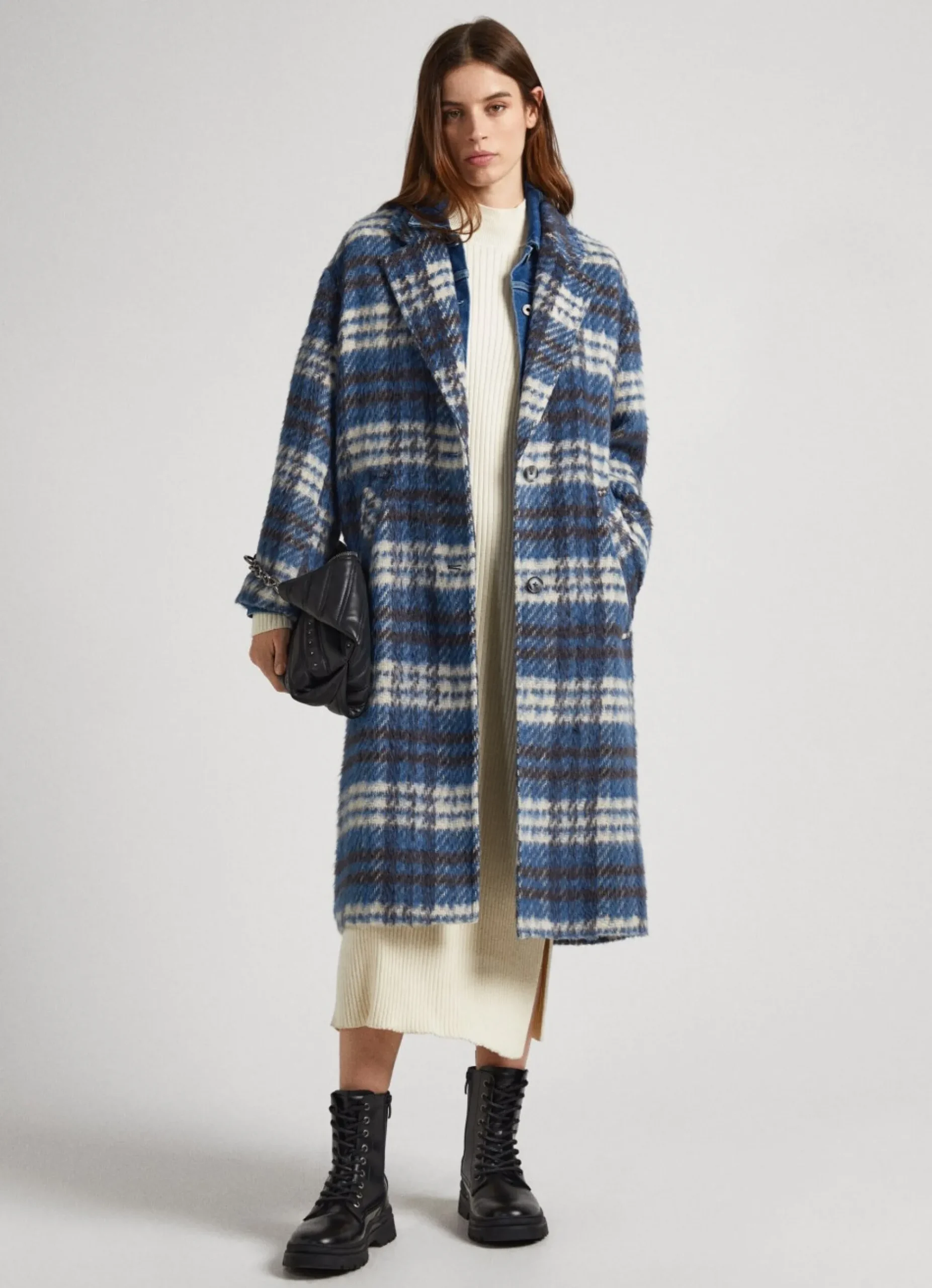 Mulher Pepe Jeans Casaco E Jaquetas>Casaco Comprido De La Xadrez