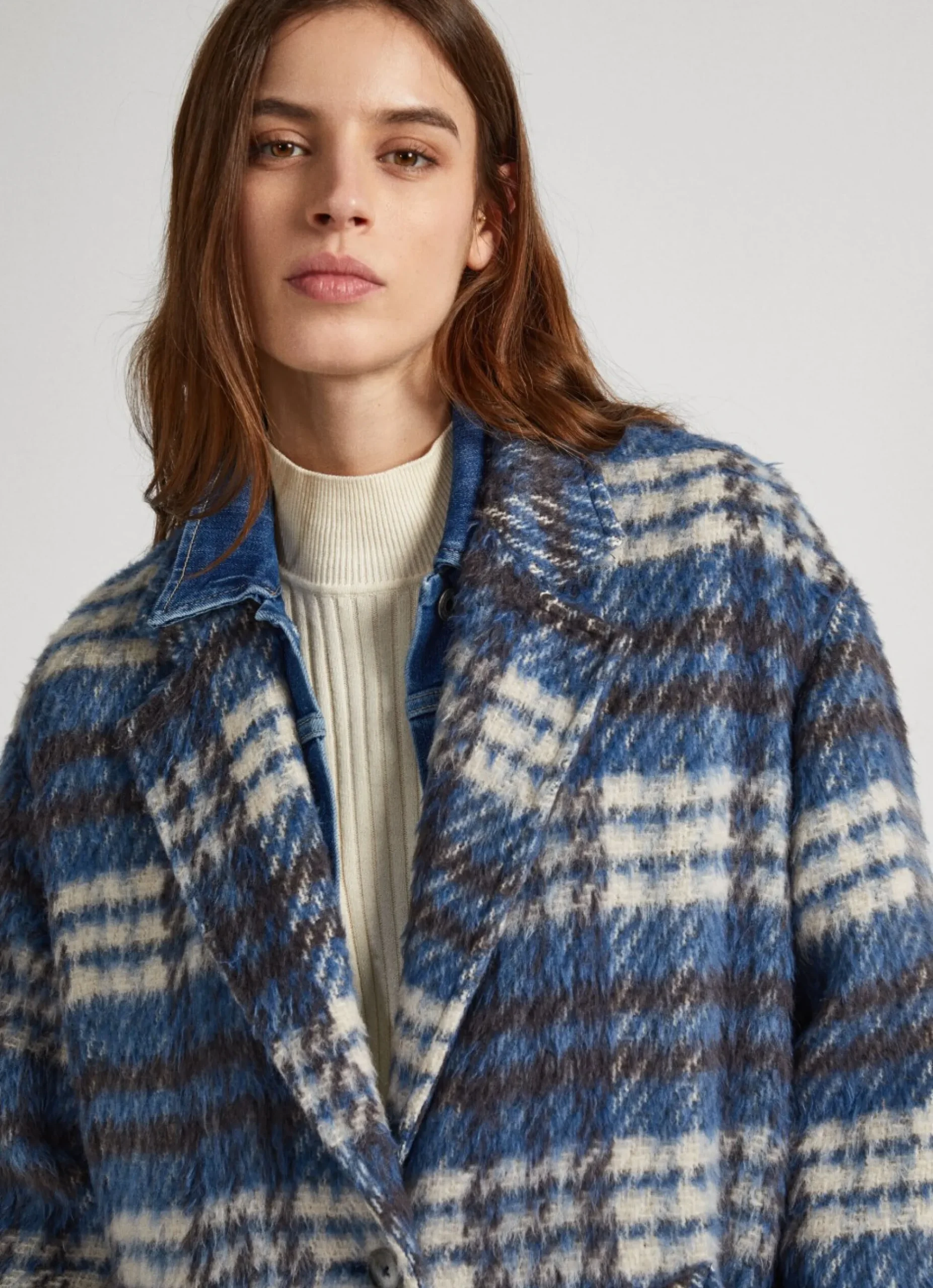 Mulher Pepe Jeans Casaco E Jaquetas>Casaco Comprido De La Xadrez