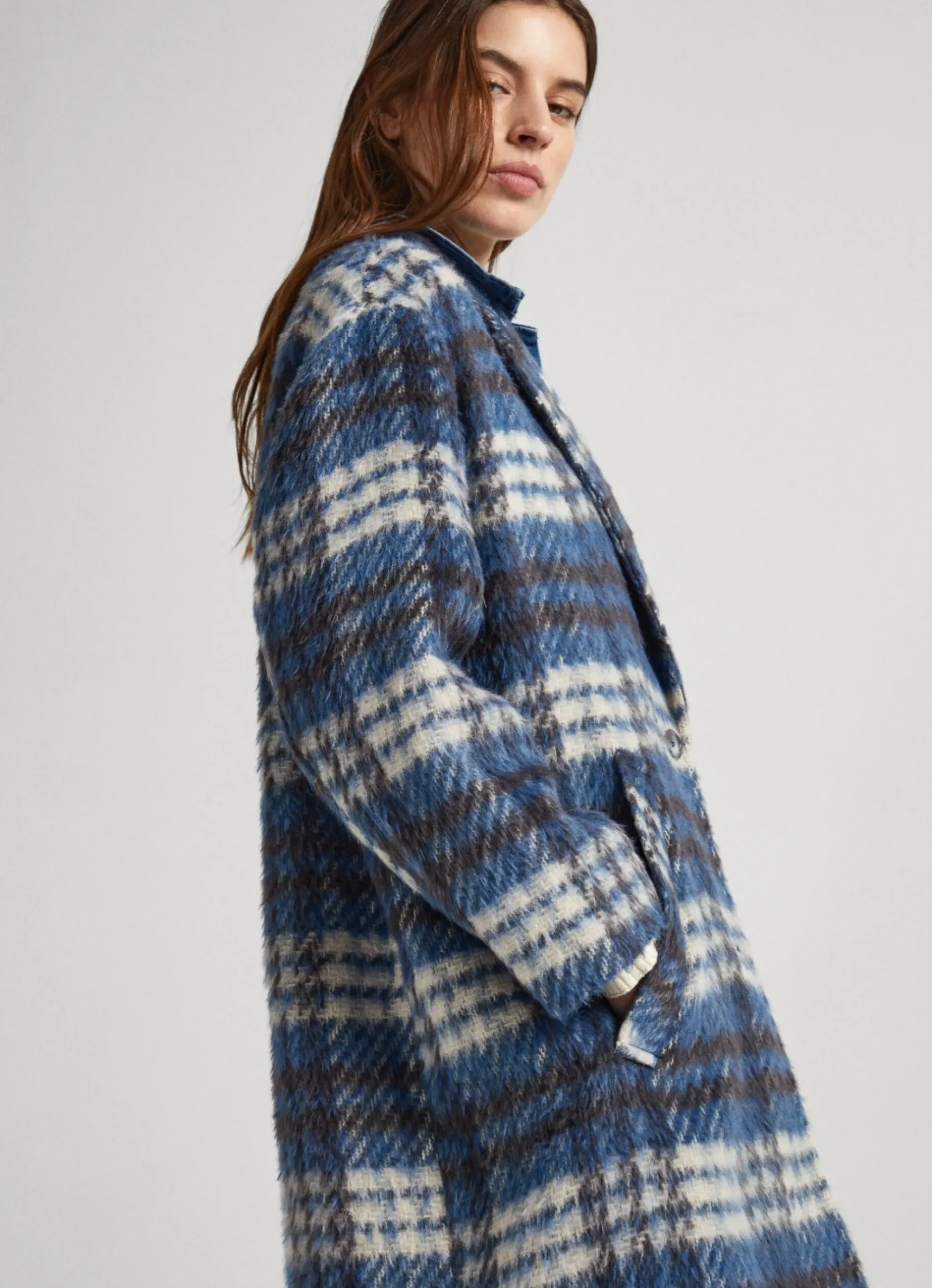 Mulher Pepe Jeans Casaco E Jaquetas>Casaco Comprido De La Xadrez