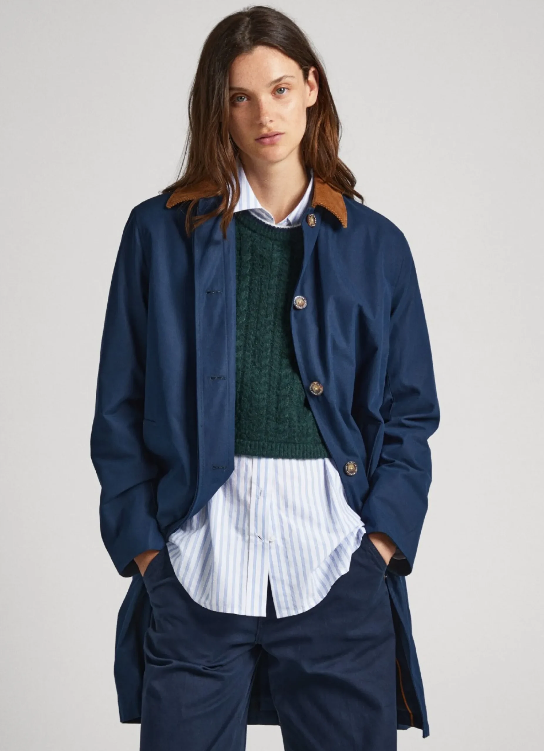 Mulher Pepe Jeans Casaco E Jaquetas>Casaco Comprido Gola De Veludo