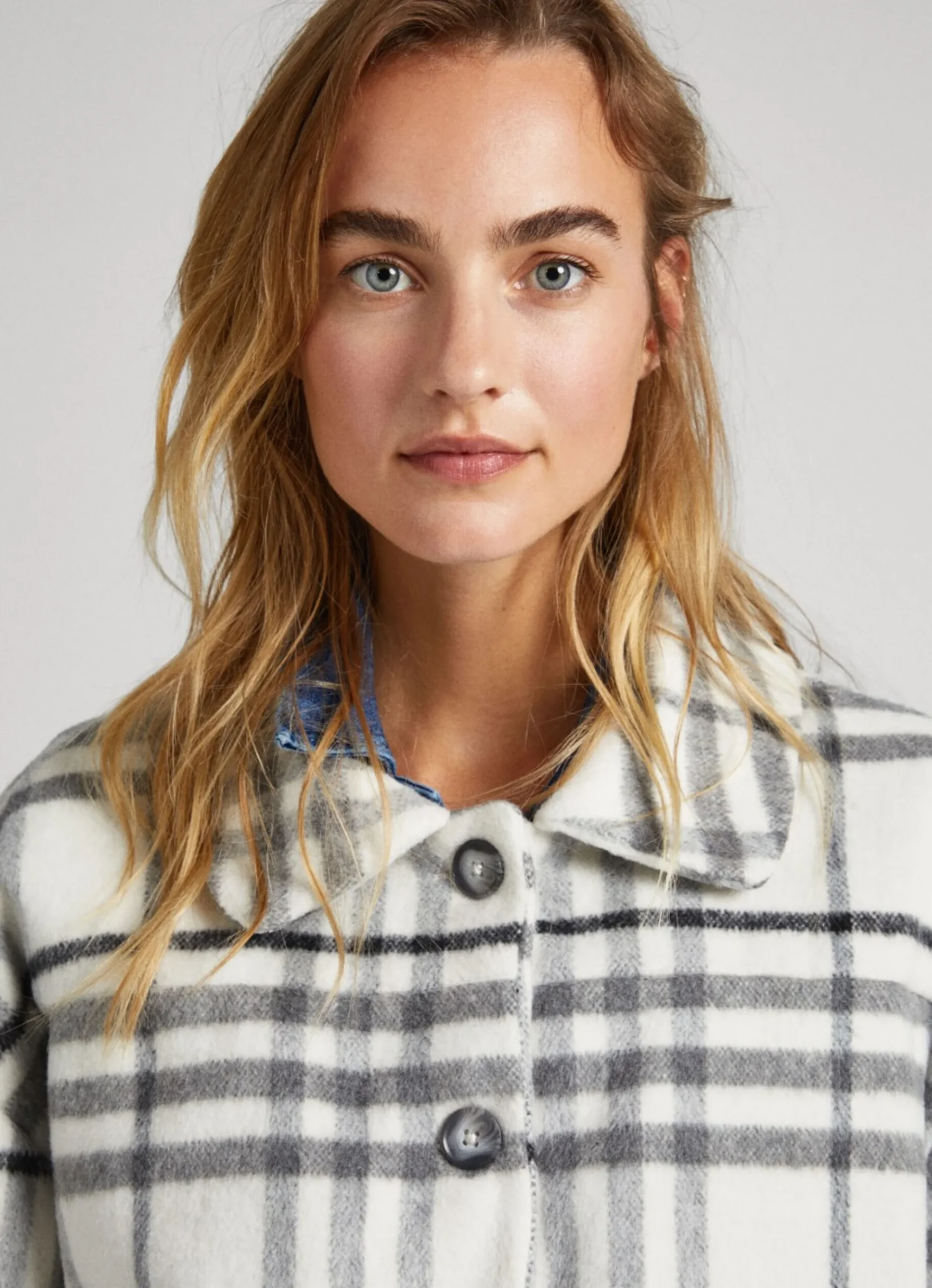 Mulher Pepe Jeans Casaco E Jaquetas>Casaco De La Com Padrao Xadrez