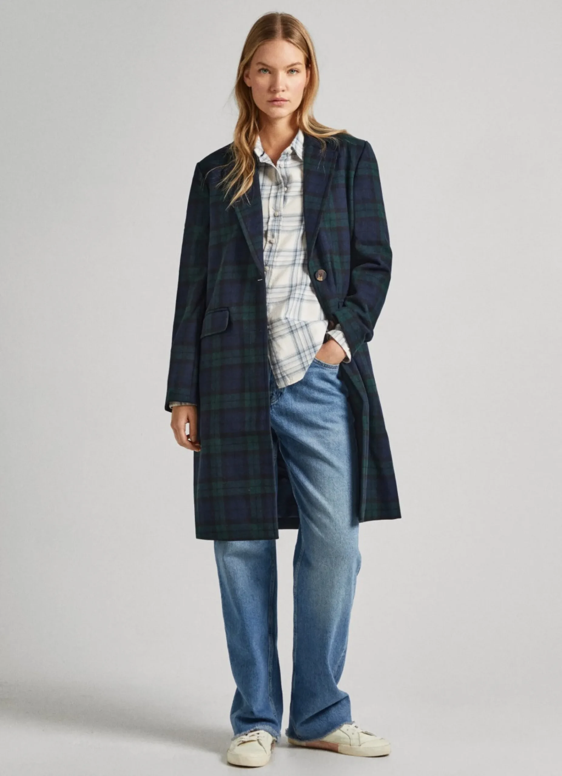 Mulher Pepe Jeans Casaco E Jaquetas>Casaco De La Xadrez Escoces