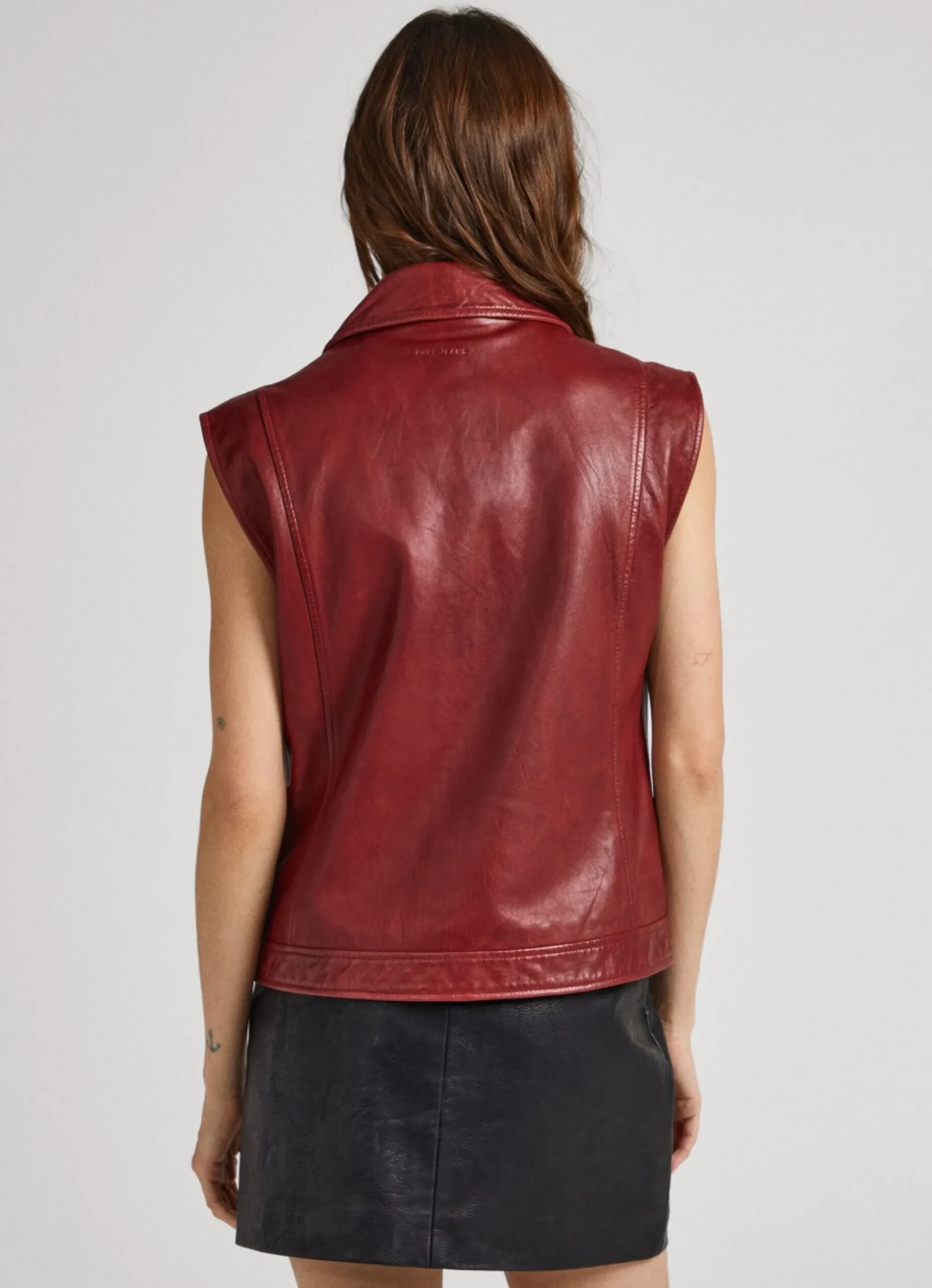 Mulher Pepe Jeans Casaco E Jaquetas>Colete De Couro De Cordeiro
