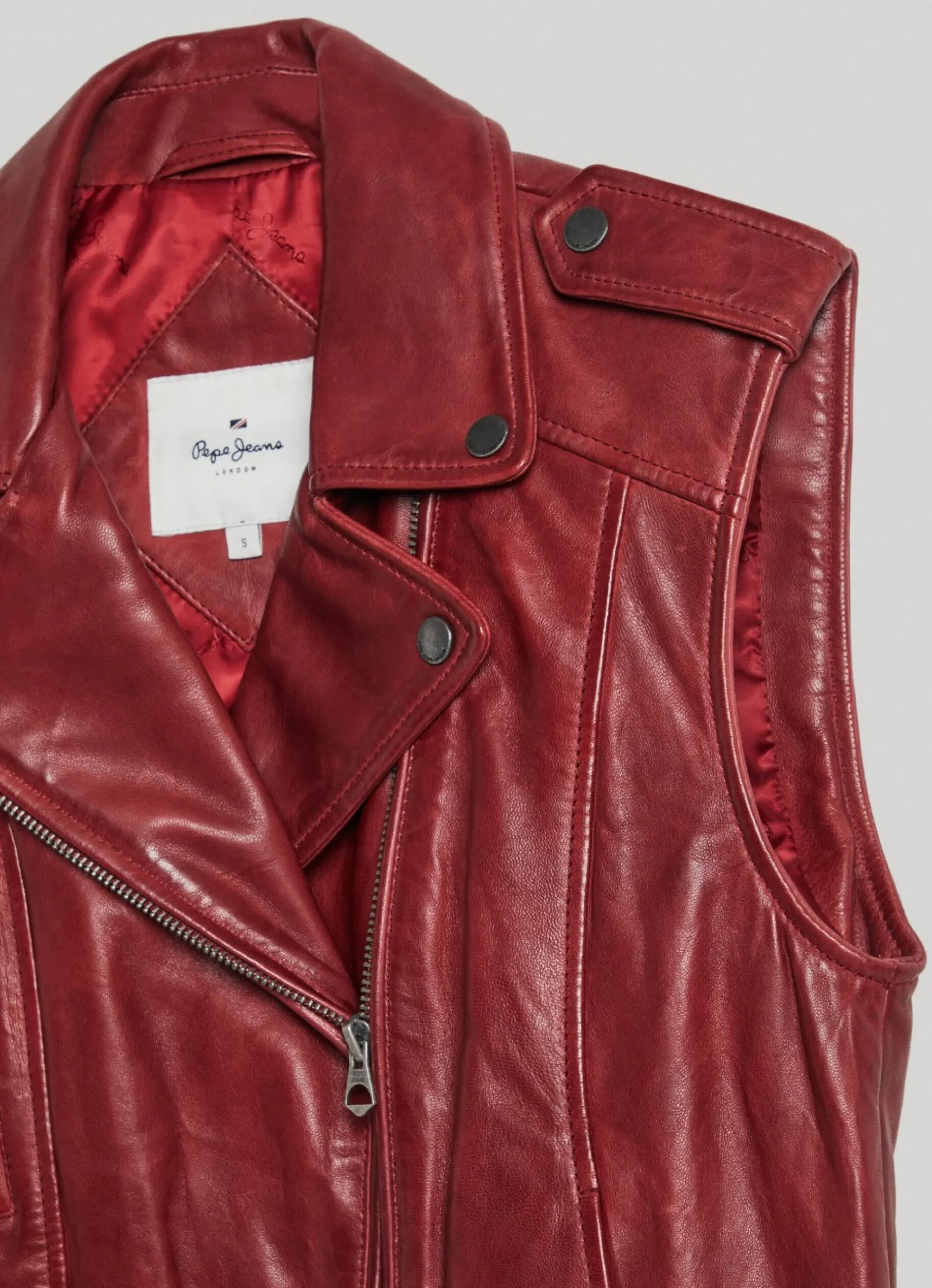 Mulher Pepe Jeans Casaco E Jaquetas>Colete De Couro De Cordeiro