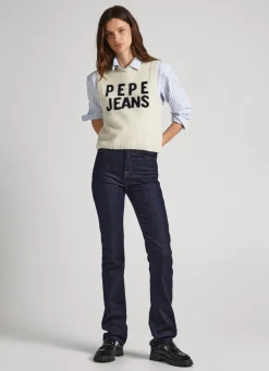 Mulher Pepe Jeans Malhas E Cardigans>Colete De Malha Logo Estampado