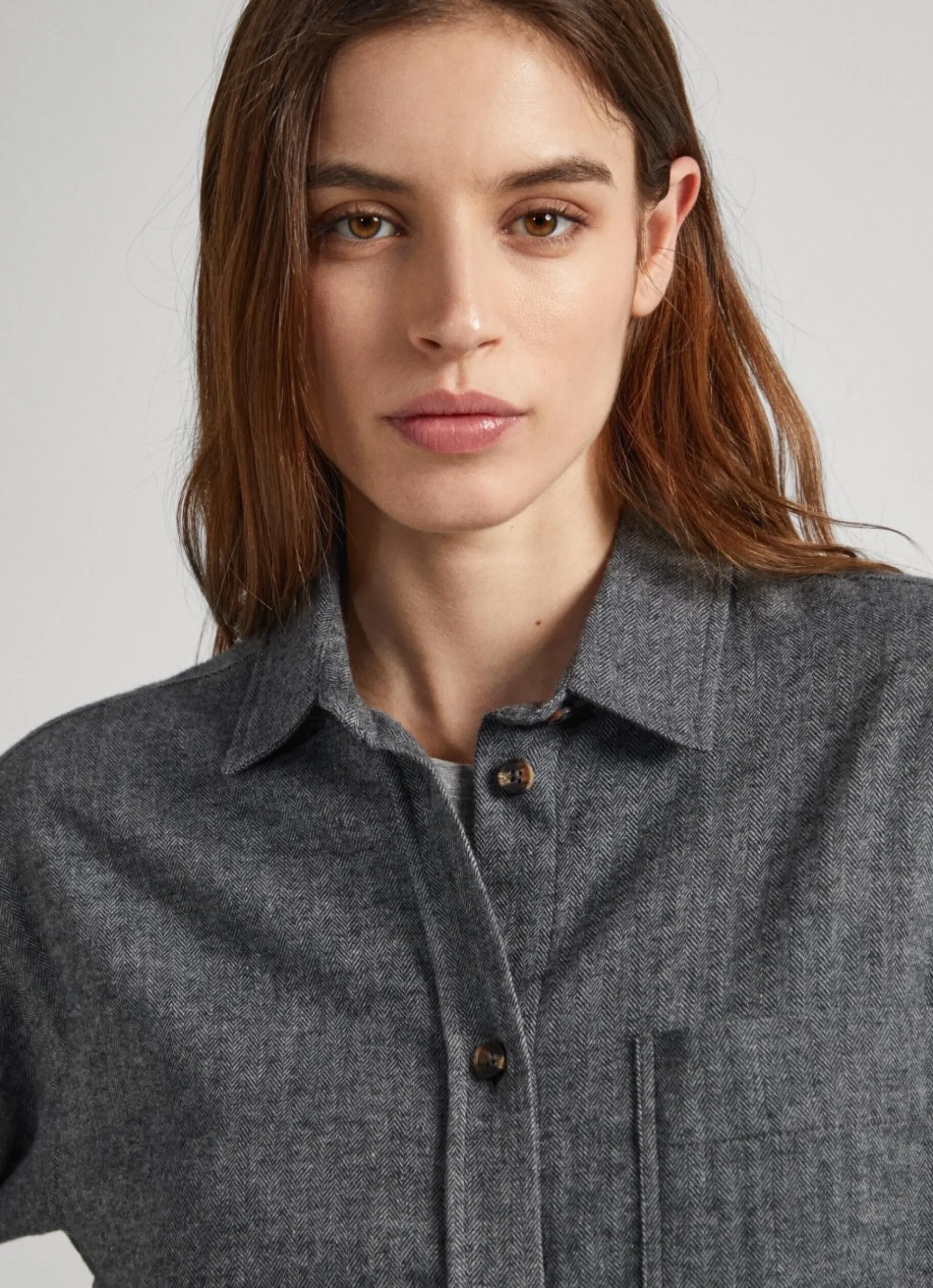 Mulher Pepe Jeans Camisas E Blusas>Sobrecamisa Algodao Espinha De Peixe