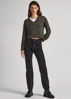 Mulher Pepe Jeans Malhas E Cardigans>Sweater Com Bordado Nas Mangas