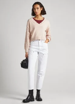 Mulher Pepe Jeans Malhas E Cardigans>Sweater Com Bordado Nas Mangas