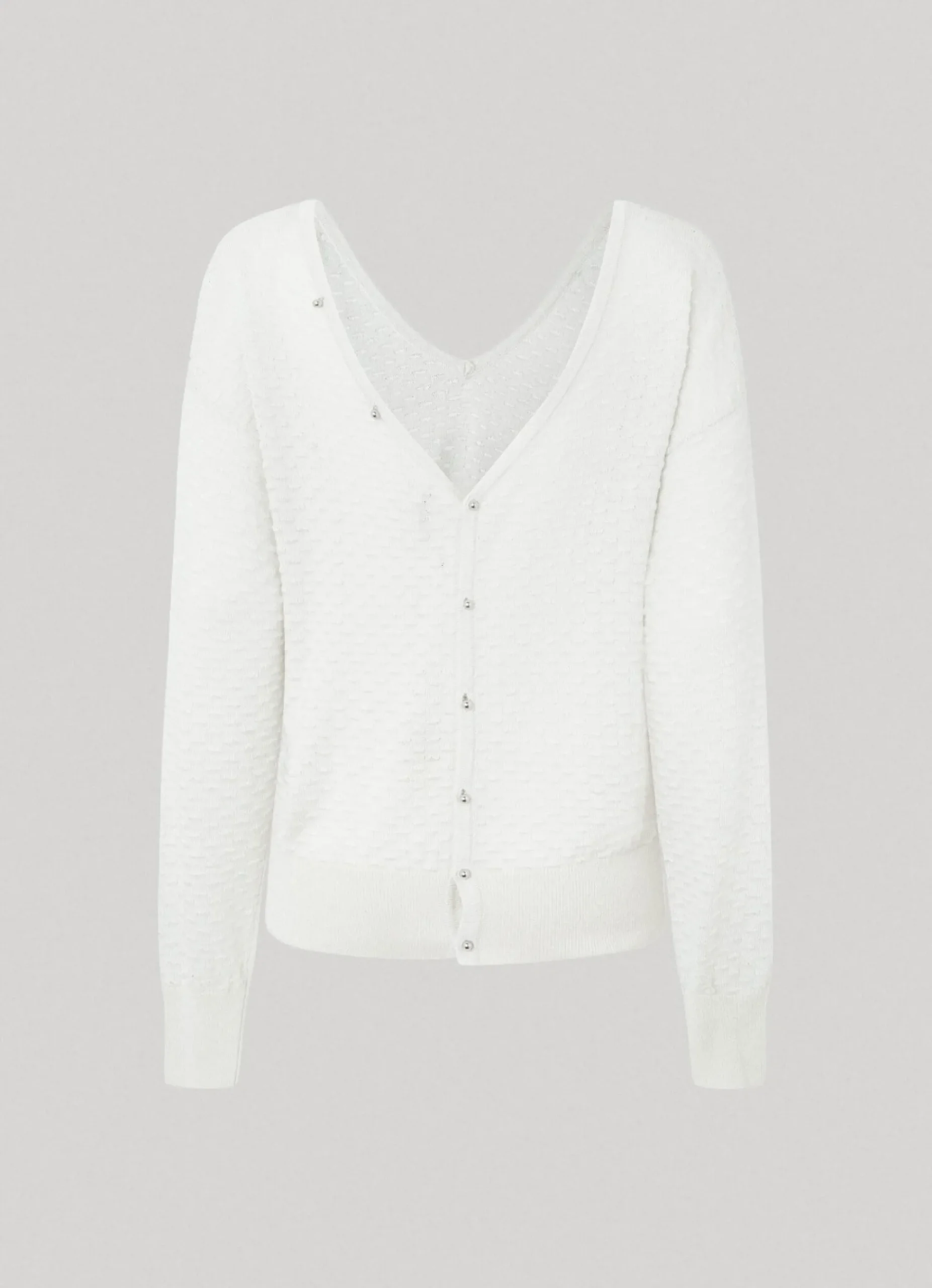 Mulher Pepe Jeans Malhas E Cardigans>Sweater Texturizada Decote Em V