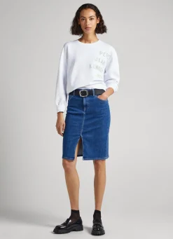 Mulher Pepe Jeans Sweatshirts>Sweatshirt Algodao Logo Estampado