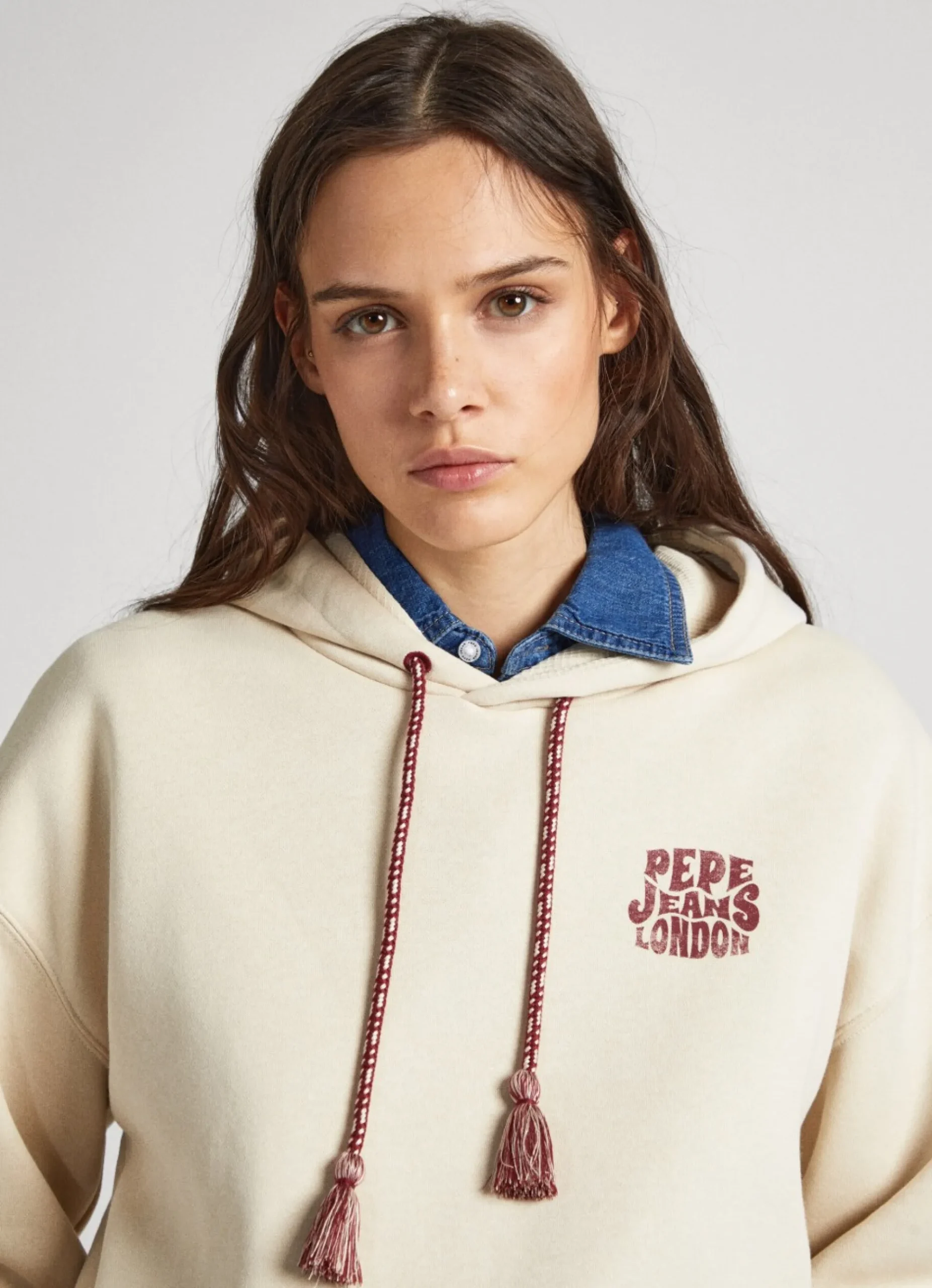 Mulher Pepe Jeans Sweatshirts>Sweatshirt Capuz Ajustavel