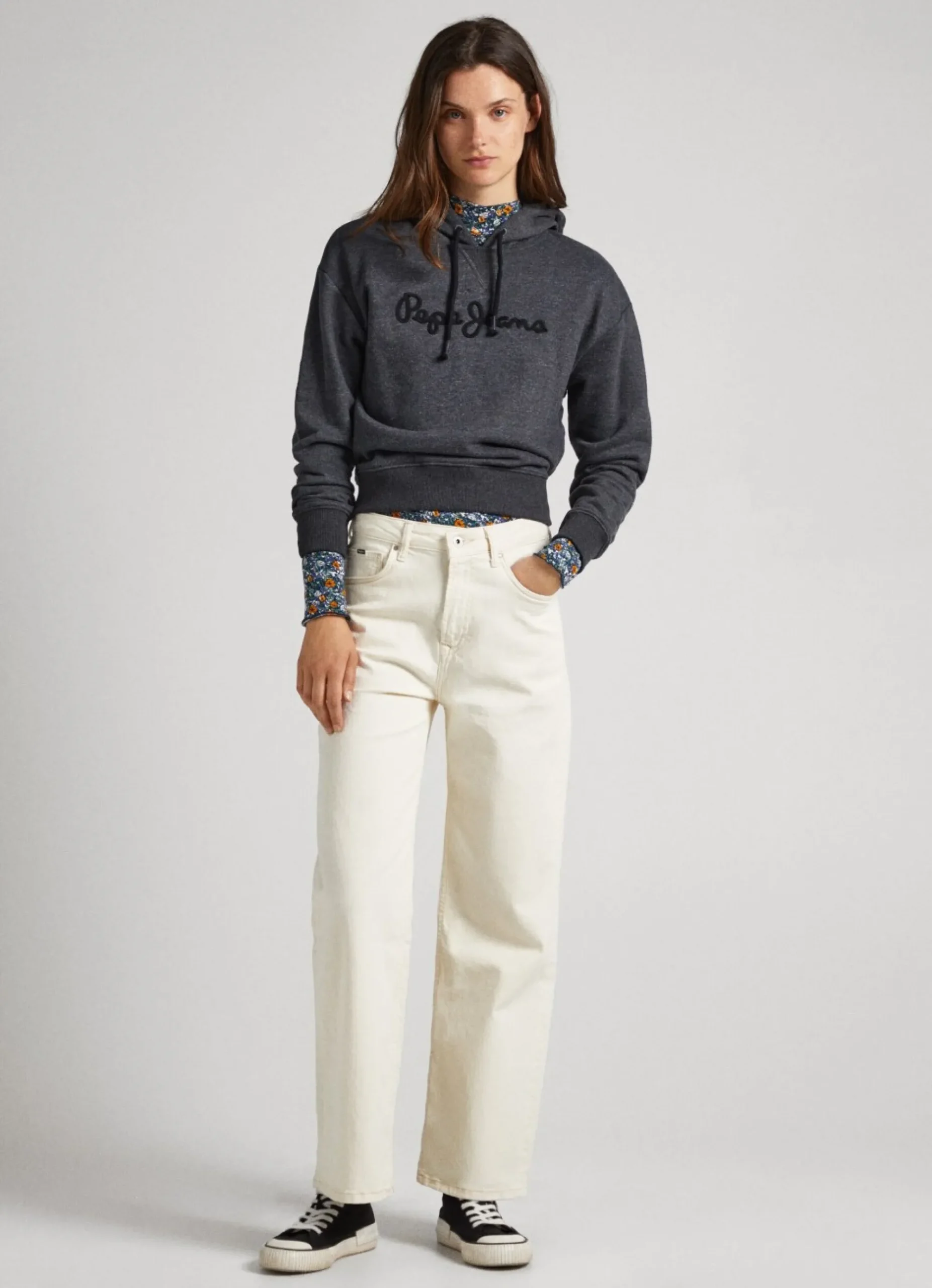 Mulher Pepe Jeans Sweatshirts>Sweatshirt Capuz Ajustavel
