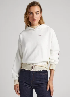 Mulher Pepe Jeans Sweatshirts>Sweatshirt Com Capuz Cropped Fit