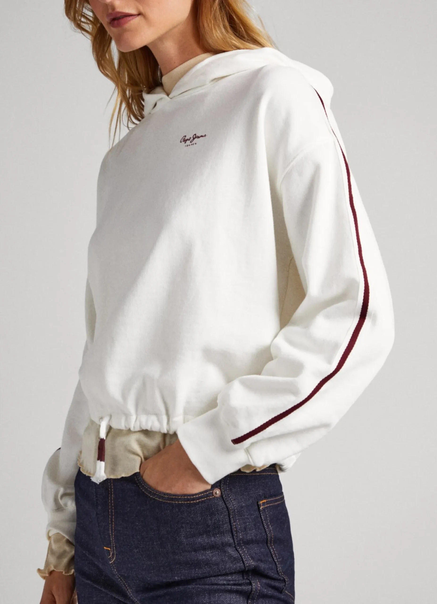 Mulher Pepe Jeans Sweatshirts>Sweatshirt Com Capuz Cropped Fit