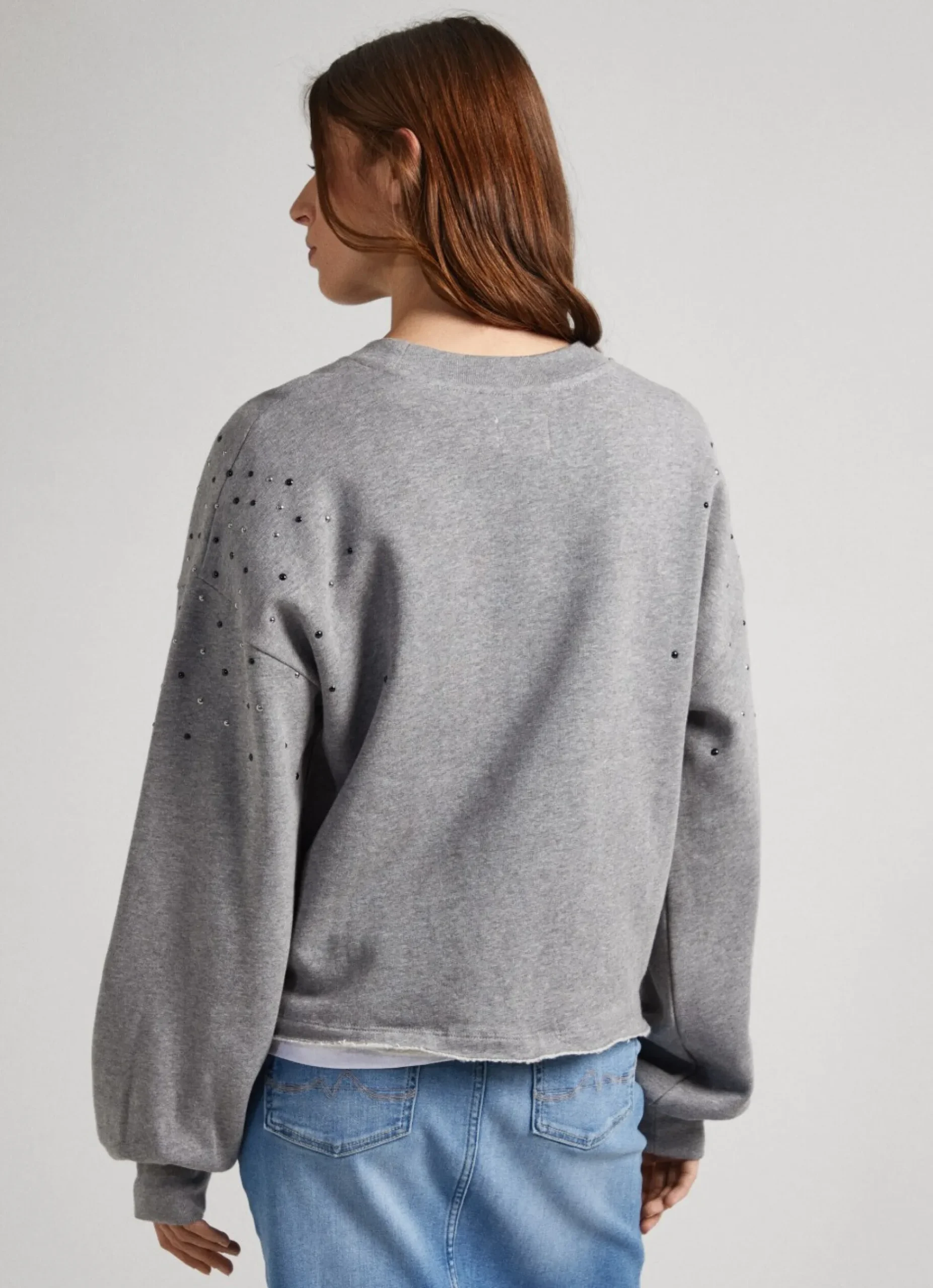 Mulher Pepe Jeans Sweatshirts>Sweatshirt Detalhes Em Strass