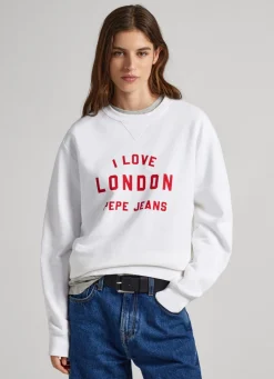 Mulher Pepe Jeans Sweatshirts>Sweatshirt Unisexo Gola Redonda Estampada