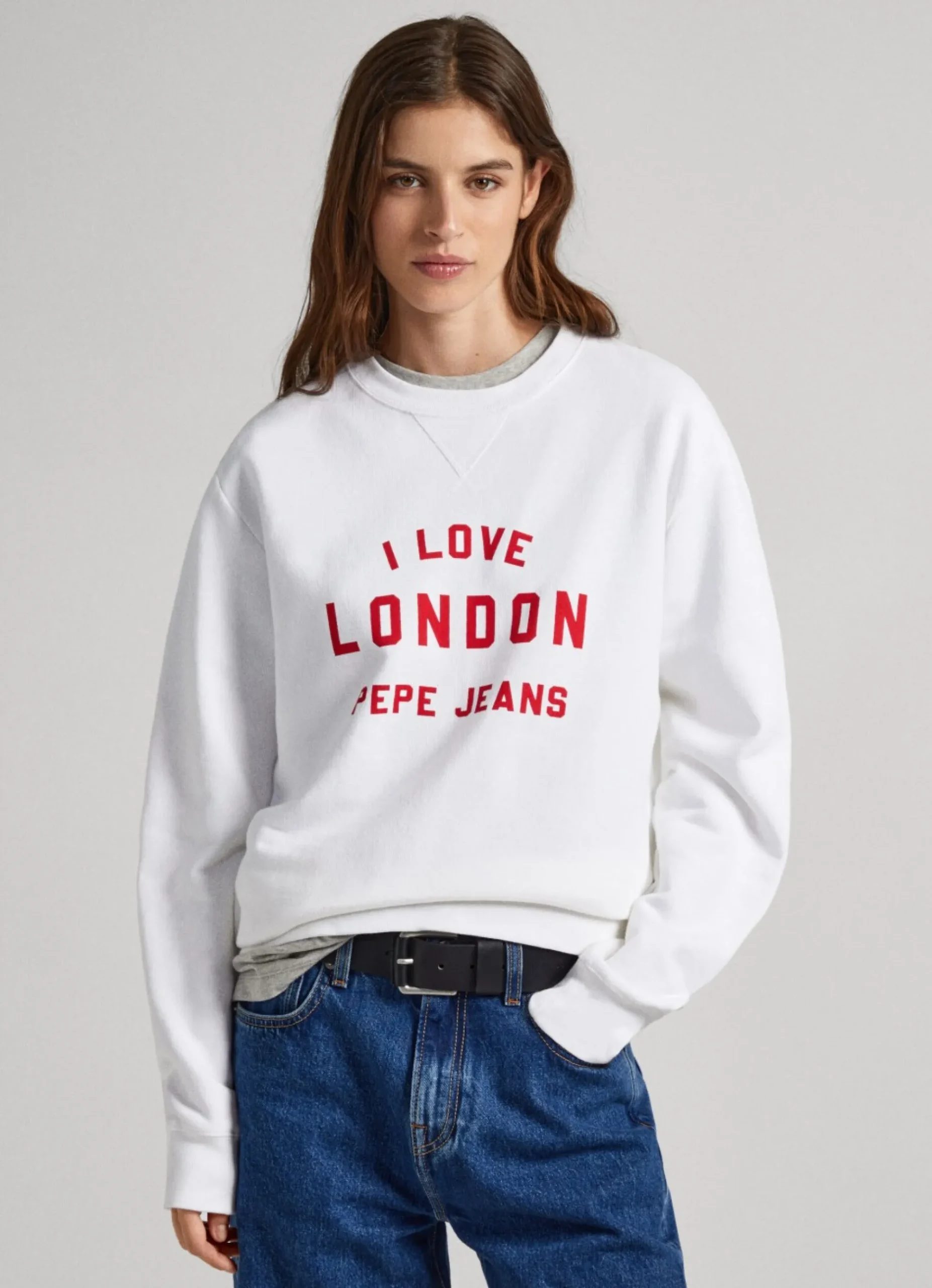 Mulher Pepe Jeans Sweatshirts>Sweatshirt Unisexo Gola Redonda Estampada