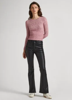 Mulher Pepe Jeans Malhas E Cardigans>Top Algodao Melange Jaspeado