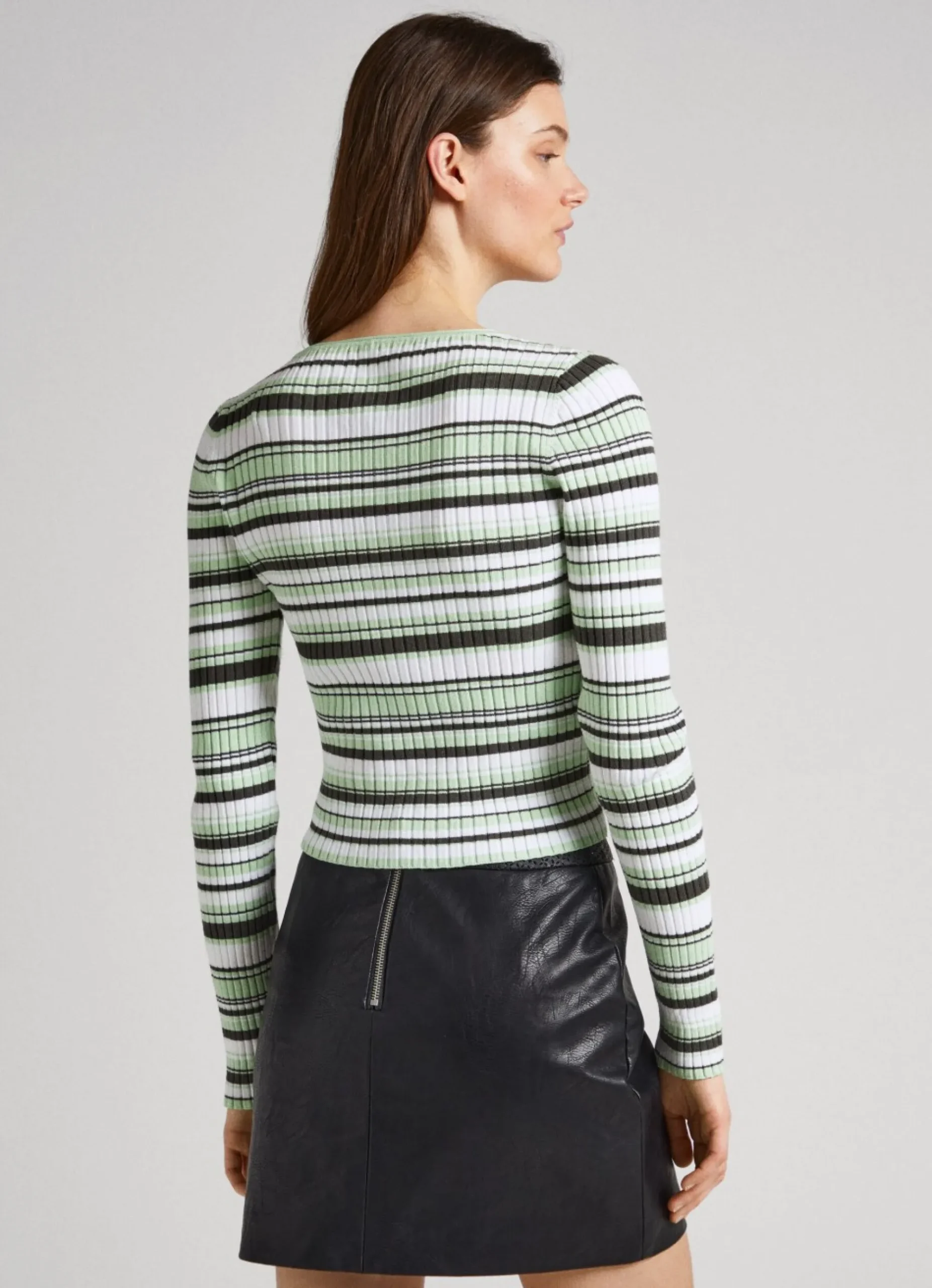 Mulher Pepe Jeans Malhas>Top Canelado Padrao As Riscas