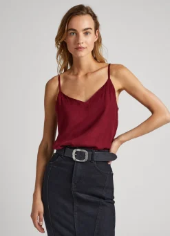 Mulher Pepe Jeans Camisas E Blusas>Top Com Decote Bordado