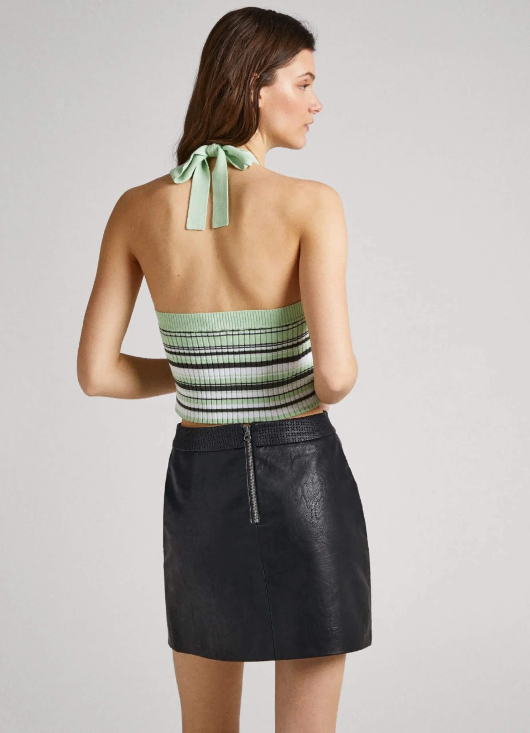 Mulher Pepe Jeans Malhas E Cardigans>Top Halter Padrao As Riscas