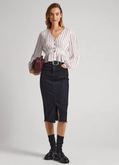 Mulher Pepe Jeans Camisas E Blusas>Top Padrao As Riscas