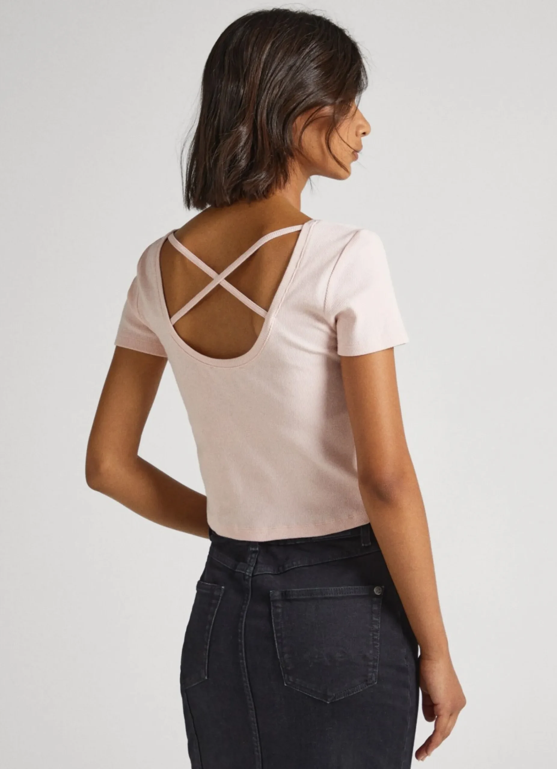 Mulher Pepe Jeans T-Shirts>T-Shirt Alcas Cruzadas Nas Costas