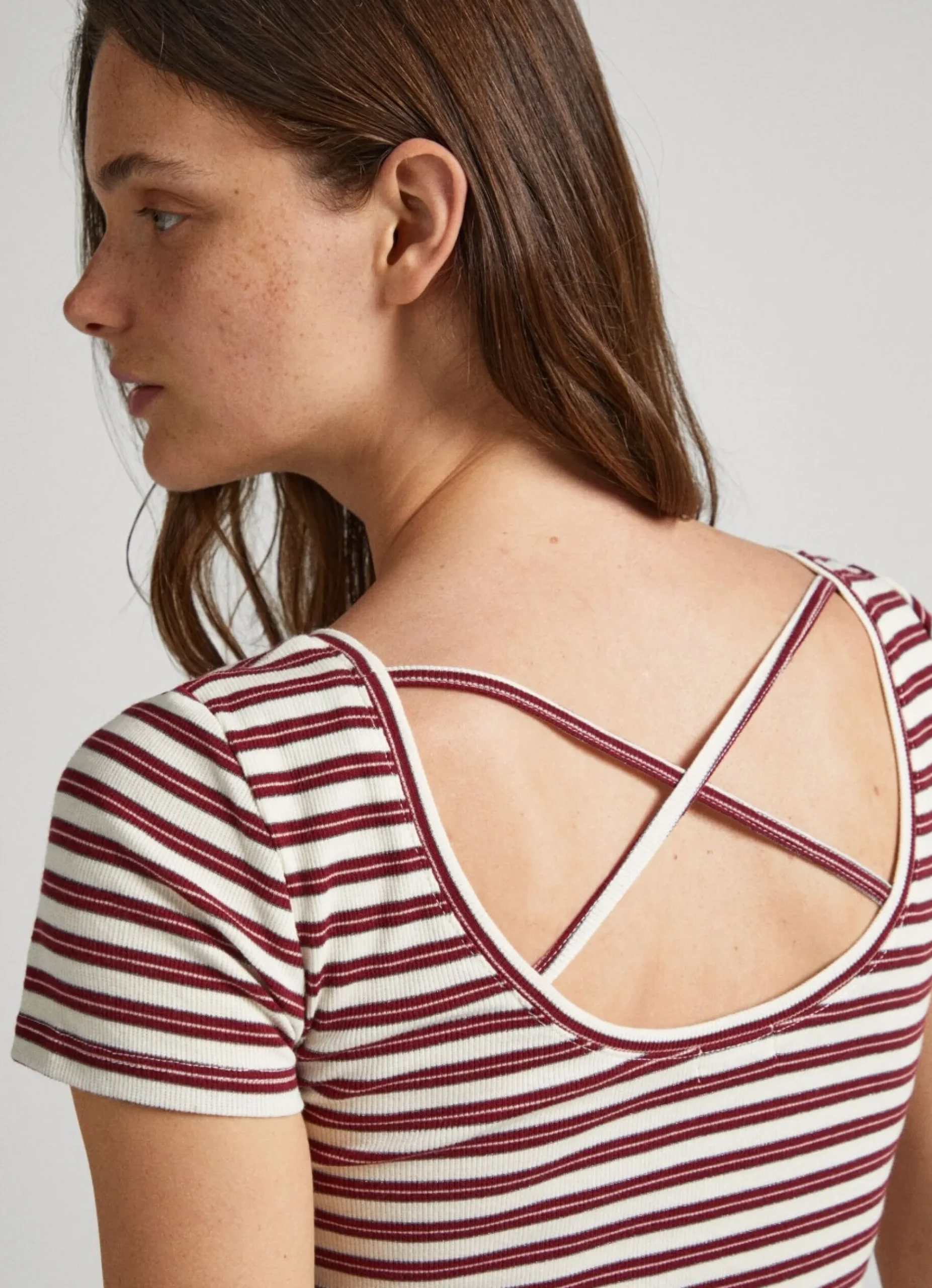 Mulher Pepe Jeans T-Shirts>T-Shirt Canelada Padrao As Riscas