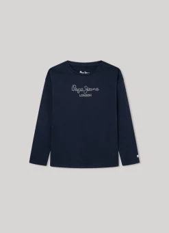 Rapariga Pepe Jeans Camisas E T-Shirts>T-Shirt Com Logo Em Strass Nuria L/S