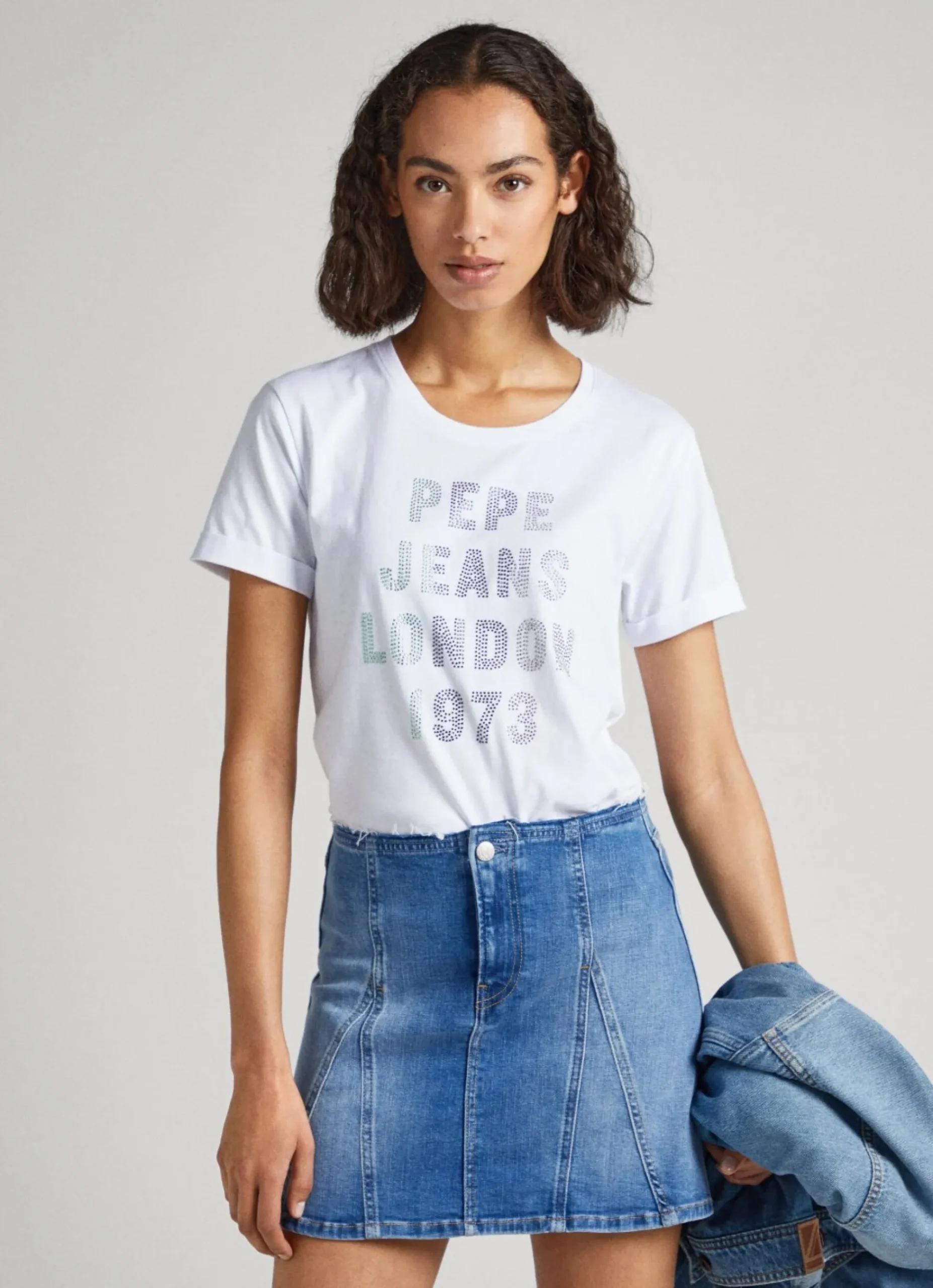 Mulher Pepe Jeans T-Shirts>T-Shirt Com Logo Strass