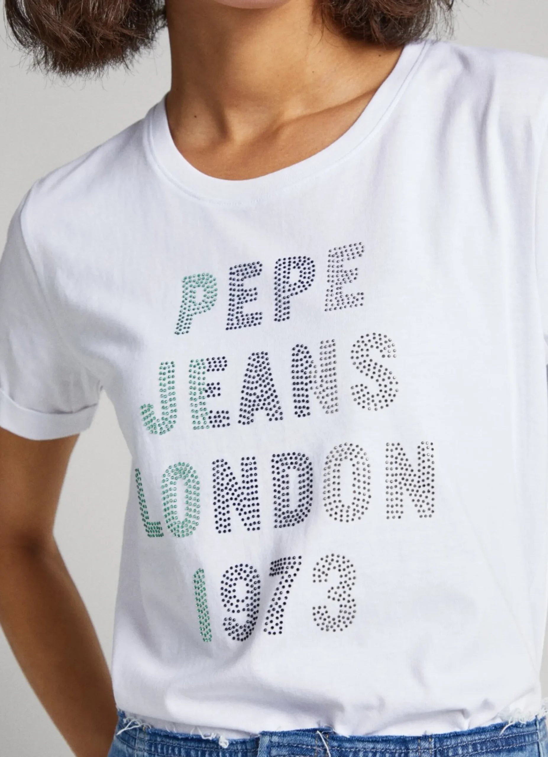 Mulher Pepe Jeans T-Shirts>T-Shirt Com Logo Strass
