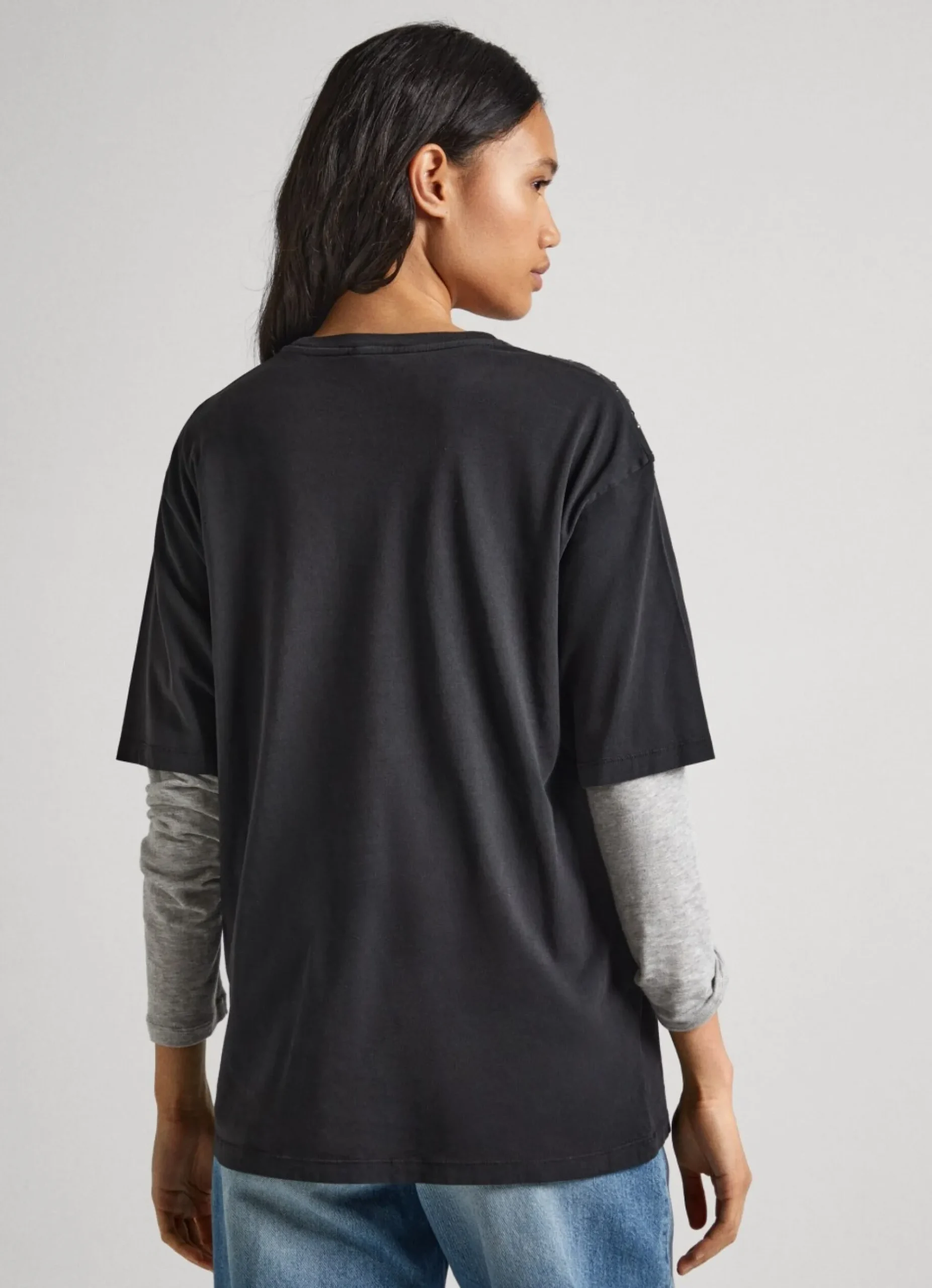 Mulher Pepe Jeans T-Shirts>T-Shirt Com Pormenor De Brilhantes