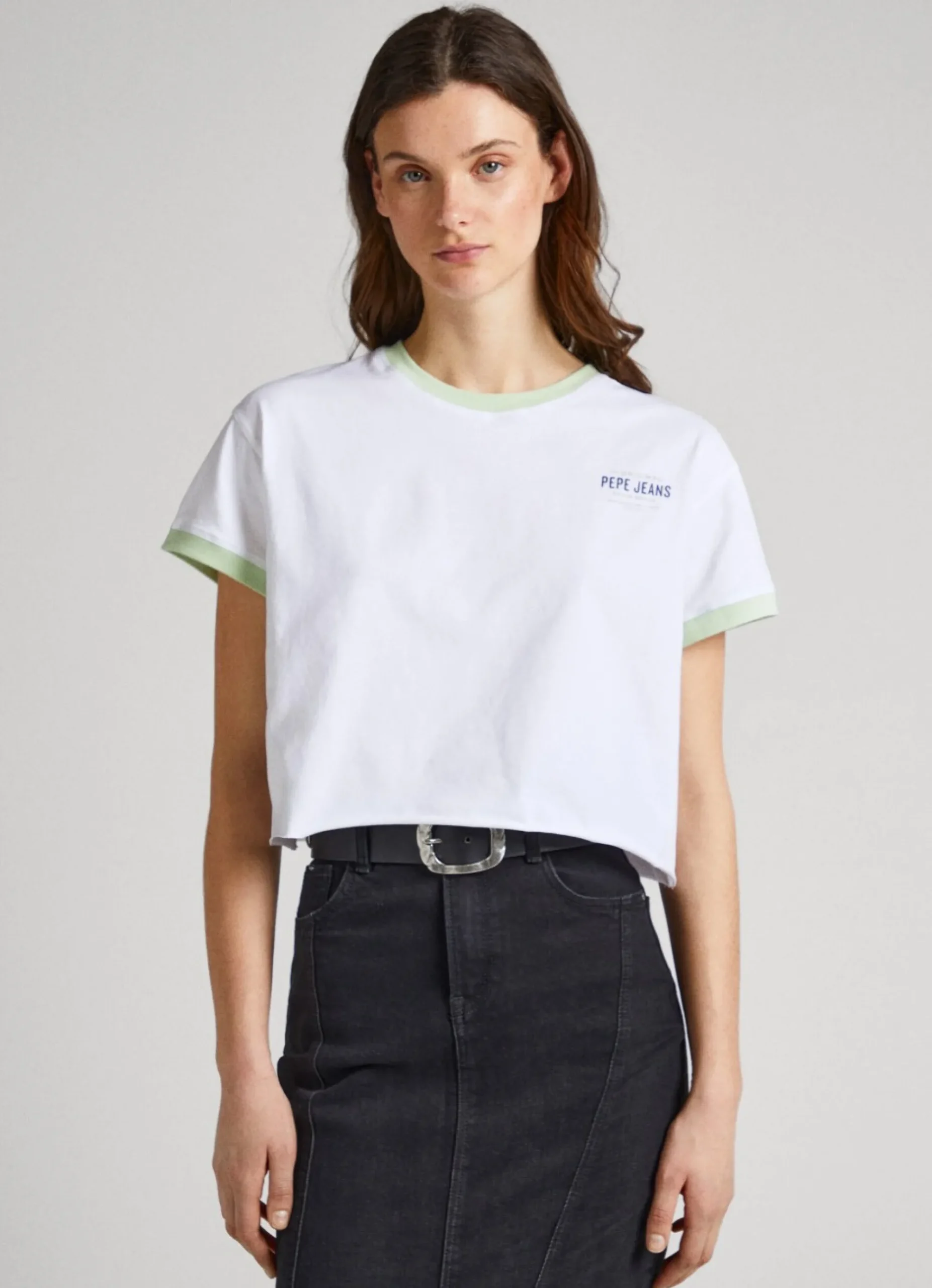 Mulher Pepe Jeans T-Shirts>T-Shirt Cropped Fit Logo Estampado