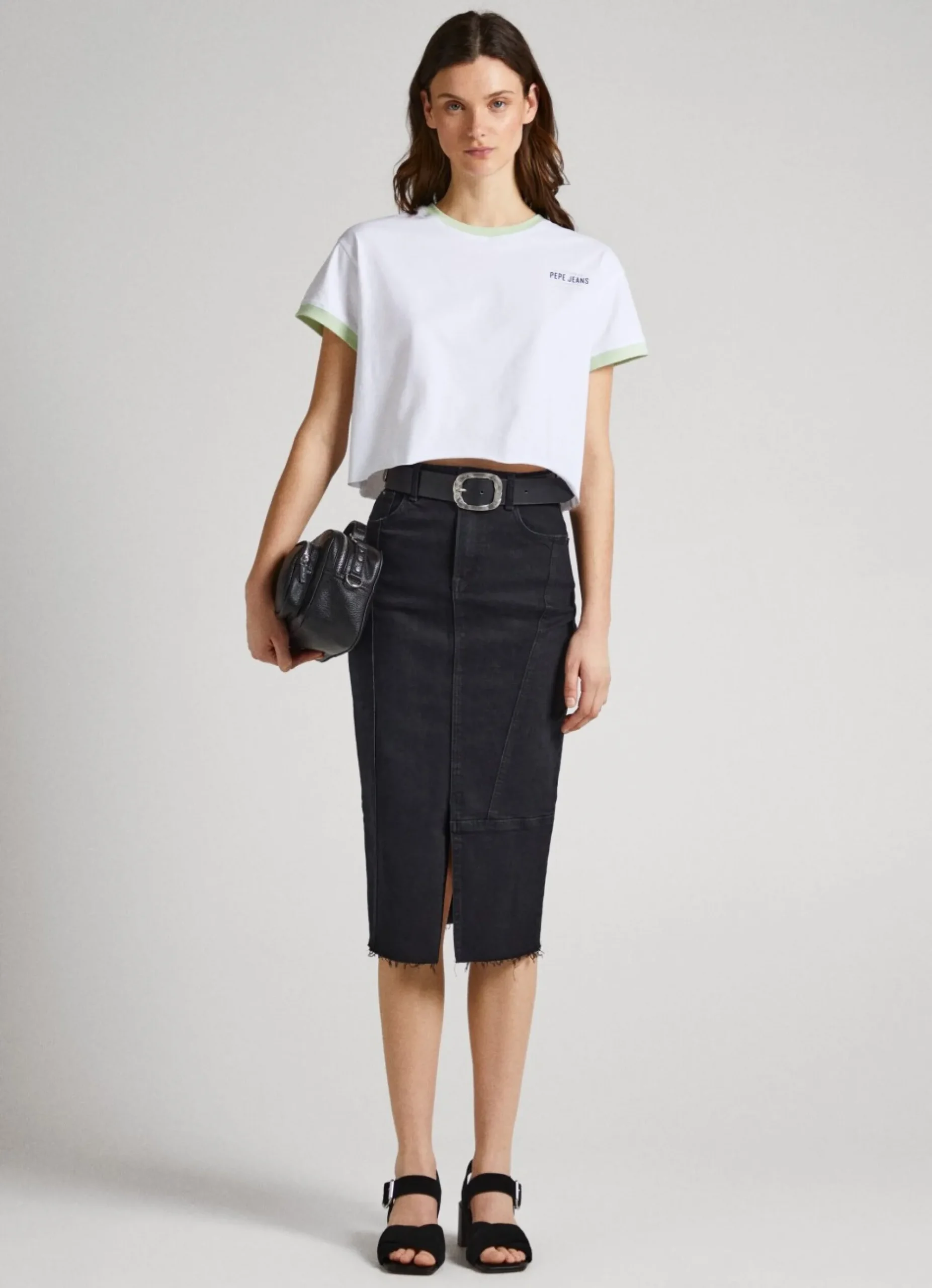 Mulher Pepe Jeans T-Shirts>T-Shirt Cropped Fit Logo Estampado