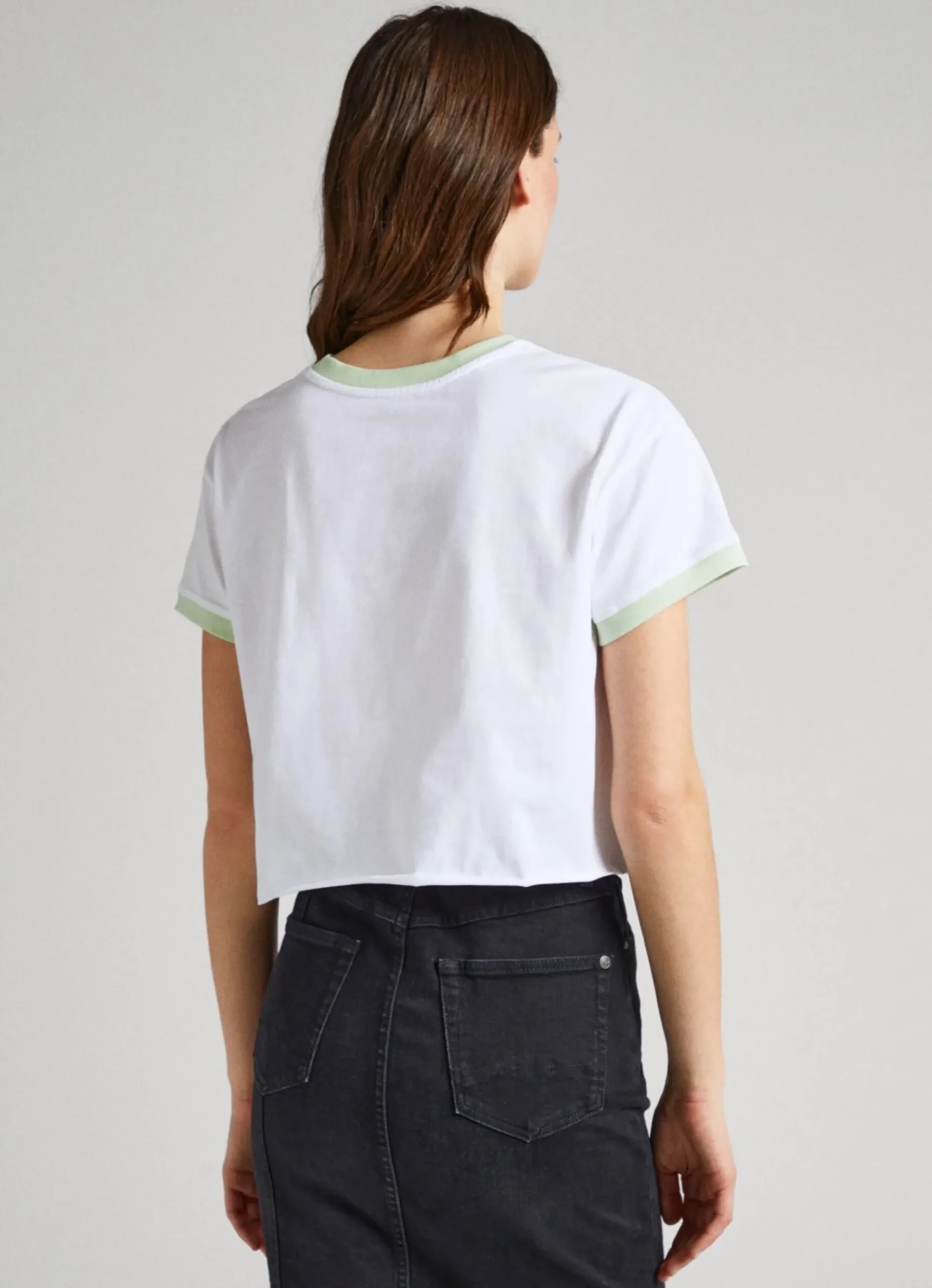 Mulher Pepe Jeans T-Shirts>T-Shirt Cropped Fit Logo Estampado