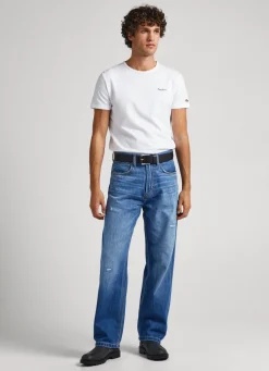 Homem Pepe Jeans T-Shirts>T-Shirt De Algodao Logo Estampado