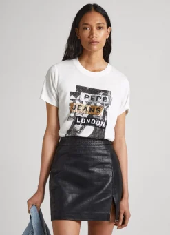 Mulher Pepe Jeans T-Shirts>T-Shirt Estampado Fotografico