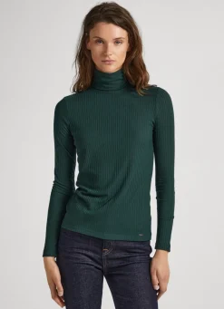 Mulher Pepe Jeans T-Shirts>T-Shirt Gola Alta Canelada