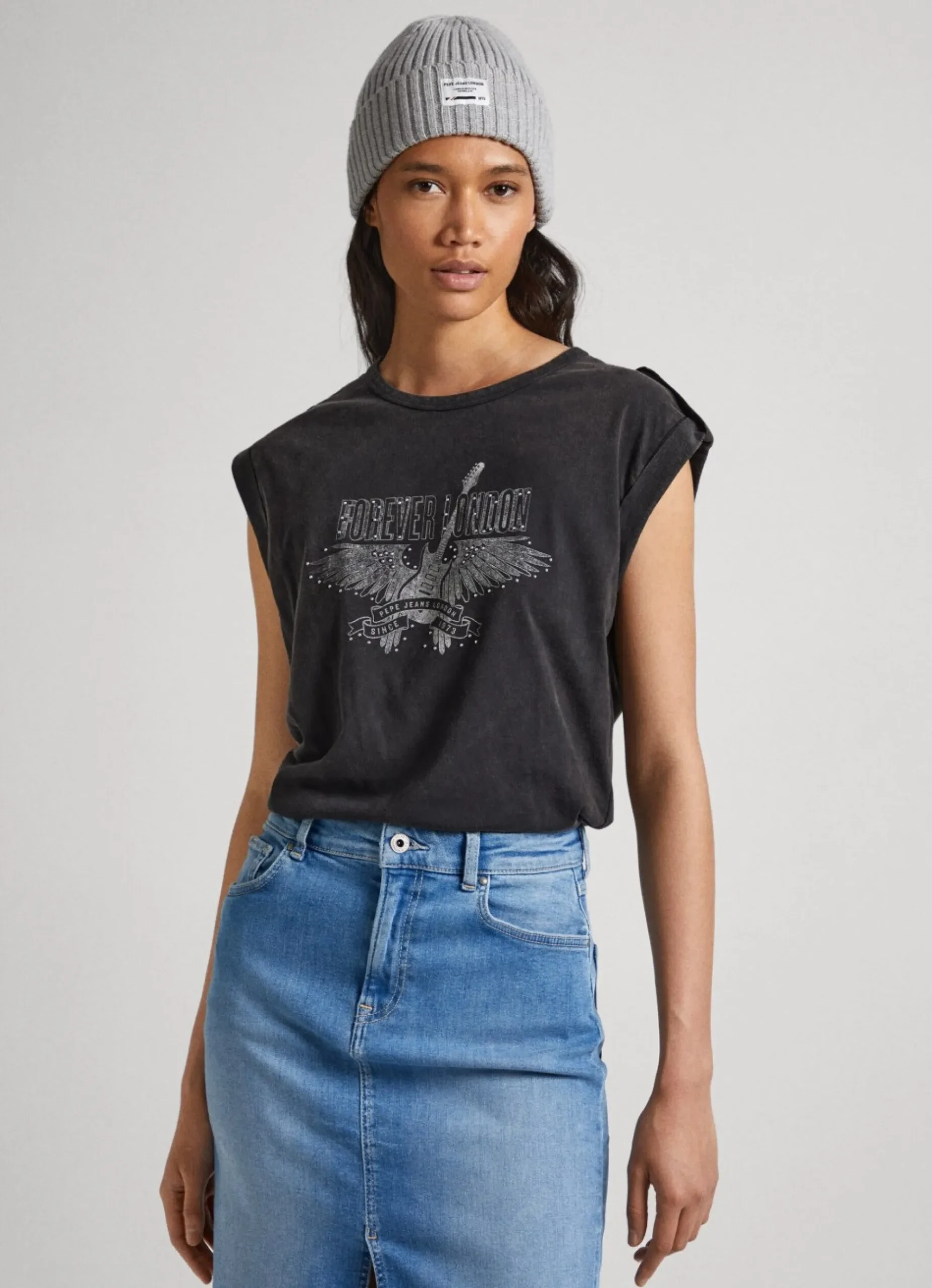 Mulher Pepe Jeans T-Shirts>T-Shirt Logo Strass